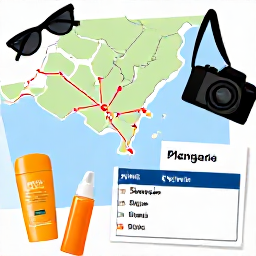 Caribbean Holidays, Antigua Beach Holidays, A map and a couple planning notes with sunscreen and a camera.