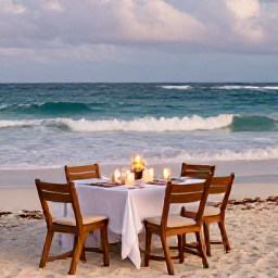 Caribbean Holidays, Best for Honeymooners, Private candlelit dinner setup on the beach with gentle waves in the background.