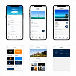 Caribbean Holidays, Booking With, Screenshots or icons representing various online booking platforms