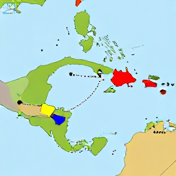 Caribbean Holidays, Caribbean Solo Travel, Colourful map of Caribbean islands with dotted routes showing how to plan a solo trip across multiple destinations