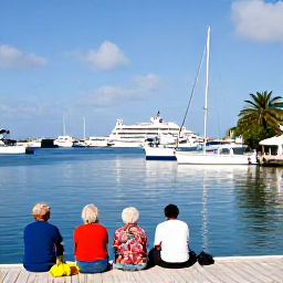 Caribbean Holidays, Retired People, A calm marina with accessible ferry service and calm waters suitable for easy boat trips.