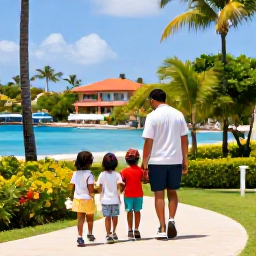 Caribbean Holidays, Young Children, Families enjoying safe, kid-friendly activities together in parks, gardens, and marine centres.