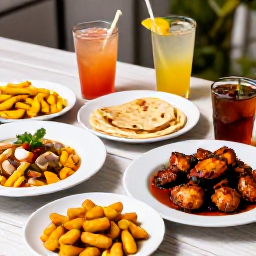 Caribbean Holidays, , A spread of iconic Caribbean dishes and drinks, including jerk chicken, seafood, roti, plantains, and rum cocktails.