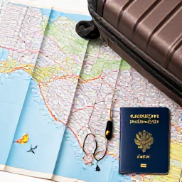 Caribbean Holidays, Caribbean Holidays, Travel planning scene with map, suitcase and passport.