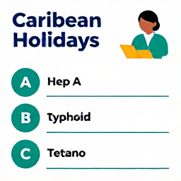 Caribbean Holidays, Health and Medical, Vaccination guidance for Caribbean trips, including Hep A and B, typhoid, and tetanus.