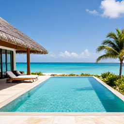 Caribbean Holidays, Best for Honeymooners, Private villa with pool overlooking turquoise sea.
