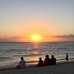 Caribbean Holidays, Active Caribbean Cruises, Relaxed active cruise passengers enjoying a sunset on a Caribbean beach after a day of outdoor activities