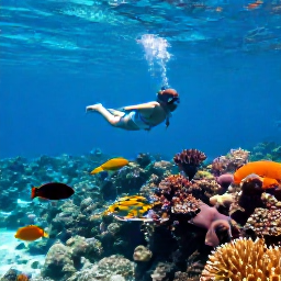 Caribbean Holidays, Active Caribbean Holidays, Traveller snorkelling above a vibrant coral reef with tropical fish in crystal-clear Caribbean water