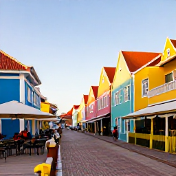 Caribbean Holidays, Adults Only Cura&ccedil;ao, Colourful Willemstad street in Cura&ccedil;ao with Dutch colonial buildings, waterfront caf&eacute;s and visitors exploring in warm afternoon light