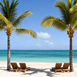 Caribbean Holidays, Adults Only Dominican Republic, A relaxed adults-only resort on a bright Caribbean beach in the Dominican Republic, with palm trees, sun loungers and clear turquoise water