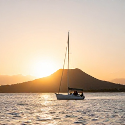 Caribbean Holidays, Adults-Only Saint Kitts, Couple enjoying a sunset sailing trip from Saint Kitts, with warm evening light, calm sea and the island mountains behind them
