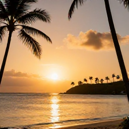 Caribbean Holidays, Adults Only SVG, A romantic Caribbean sunset over the calm sea near a secluded adults-only resort in Saint Vincent and the Grenadines, with palm silhouettes and warm golden light
