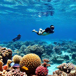 Caribbean Holidays, Adults Only Turks, Snorkellers exploring a colourful coral reef in the clear waters of Turks and Caicos, tropical fish and bright sunlight beneath the sea
