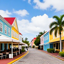Caribbean Holidays, Adults Only USVI, Colourful waterfront street in Charlotte Amalie, St Thomas, with historic buildings, caf&eacute;s and palm trees