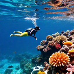 Caribbean Holidays, Adventure Cruises, Travellers snorkelling over a colourful Caribbean coral reef beside a small boat, clear water and tropical fish visible below