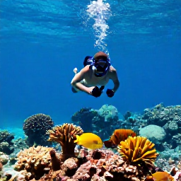Caribbean Holidays, Adventure Holidays, Adults snorkelling above a colourful coral reef with tropical fish in bright Caribbean water