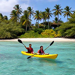 Caribbean Holidays, Adventure Honeymoons, A couple kayaking through clear turquoise Caribbean water beside a lush tropical coastline