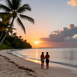 Caribbean Holidays, Adventure Honeymoons, A couple watching the sunset from a secluded Caribbean beach after an active day