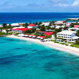 Caribbean Holidays, All Inclusive Saint Martin, Aerial view of turquoise Caribbean water, sandy beaches and a welcoming all-inclusive resort on Saint Martin