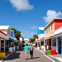 Caribbean Holidays, All Inclusive Saint Martin, Couple exploring colourful streets and waterfront shops in Philipsburg, Sint Maarten, under sunny Caribbean skies