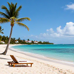 Caribbean Holidays, Antigua Adults Only, Quiet adults-only beach resort on a bright Antigua coastline in May, with palm trees, calm turquoise water and sun loungers