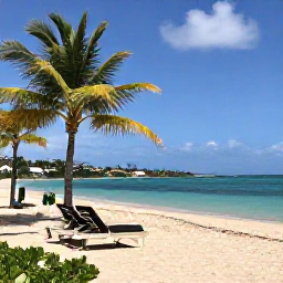 Caribbean Holidays, Antigua Adults Only, Quiet adults-only resort beside a turquoise Caribbean beach in Antigua, bright July sunshine, palm trees and sun loungers