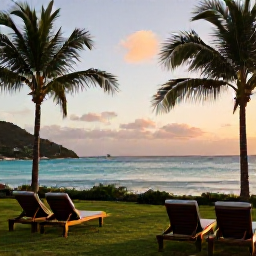 Caribbean Holidays, Antigua Adults Only, Quiet adults-only resort overlooking a turquoise Caribbean bay in Antigua, with sun loungers, palm trees and a warm June sky