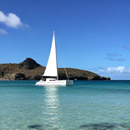 Caribbean Holidays, Antigua Adventure, A small sailing catamaran gliding across clear Caribbean water beside Antigua&rsquo;s rugged coastline on a sunny February day