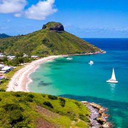 Caribbean Holidays, Antigua Adventure, Aerial view of Antigua&rsquo;s turquoise bays, green hills and sailing boats in bright December sunshine