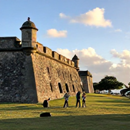 Caribbean Holidays, Antigua Adventure Holidays, Visitors exploring the historic stone fortifications at Nelson&rsquo;s Dockyard in Antigua during golden afternoon light