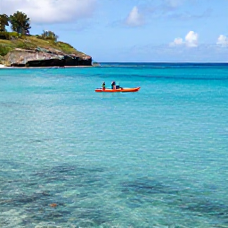 Caribbean Holidays, Antigua Adventure, Kayakers and snorkellers exploring clear turquoise water beside a sheltered Antigua beach, with colourful fish visible below the surface