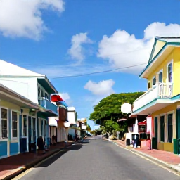 Caribbean Holidays, Antigua April Events, Bright April street scene in St John's, Antigua, with colourful buildings, local people and tropical sunshine