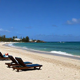 Caribbean Holidays, Antigua Beach Holidays, A peaceful Antiguan beach with sun loungers, gently lapping Caribbean waves and visitors relaxing in the January sun
