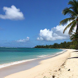 Caribbean Holidays, Antigua Birdwatching, Relaxed Antigua coastal scene after a morning birdwatching trip, with a quiet beach, turquoise sea and palms under a bright November sky