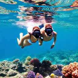 Caribbean Holidays, Antigua Couples Holidays, Couple snorkelling in clear Caribbean water near Antigua, colourful fish and coral visible beneath them