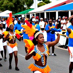 Caribbean Holidays, Antigua Culture Holidays, Lively Antigua carnival parade with colourful costumes, dancers, steel pan musicians and cheering crowds in St John's