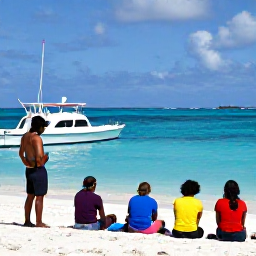 Caribbean Holidays, Antigua Diving August, Friendly scuba diving instructor briefing holidaymakers beside a boat on an Antigua beach