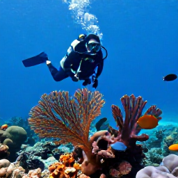 Caribbean Holidays, Antigua Diving July, Scuba divers exploring a Caribbean coral reef with sea fans, sponges and colourful reef fish
