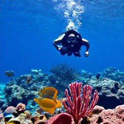 Caribbean Holidays, Antigua Diving November, Divers swimming over a shallow Caribbean reef with tropical fish and sea fans near Antigua
