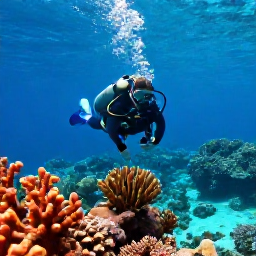 Caribbean Holidays, Antigua Diving November, Scuba diver exploring a colourful coral reef in clear turquoise water off Antigua