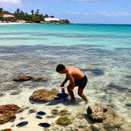 Caribbean Holidays, Antigua February Beaches, Snorkeller exploring a clear shallow reef beside an Antigua beach, colourful fish, coral and bright tropical sunlight