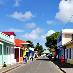 Caribbean Holidays, Antigua February Holidays, Bright Caribbean street scene in St John's, Antigua, with colourful buildings, local people and sunny February weather