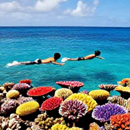 Caribbean Holidays, Antigua Holidays, A couple snorkelling in clear Caribbean water near a colourful coral reef off the coast of Antigua