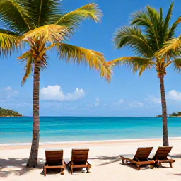 Caribbean Holidays, Antigua Holidays May, A relaxed all-inclusive beachfront resort in Antigua with palm trees, sun loungers, turquoise sea and warm May sunshine