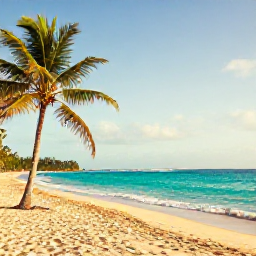 Caribbean Holidays, Antigua Instagram Hotspots, Wide-angle photograph of a quiet Antigua beach in September, turquoise sea, soft golden light, palm trees and a relaxed Caribbean atmosphere