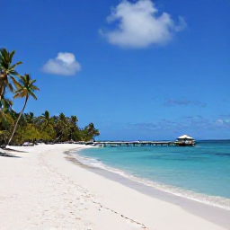 Caribbean Holidays, Antigua Instagram Spots, A scenic white sand beach in Antigua with calm turquoise water, palm trees and a wooden jetty