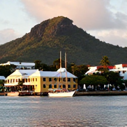 Caribbean Holidays, Antigua Instagram Spots, Historic Nelson&rsquo;s Dockyard in Antigua at golden hour, with restored Georgian buildings, sailing boats and tropical hills