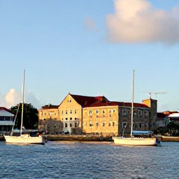 Caribbean Holidays, Antigua Instagram Spots, Historic Nelson's Dockyard in Antigua with restored stone buildings, sailing boats and warm late-afternoon light