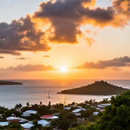 Caribbean Holidays, Antigua Instagram Spots, Panoramic sunset from Shirley Heights overlooking English Harbour, Antigua, with sailboats and dramatic tropical sky