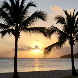 Caribbean Holidays, Antigua Instagram Spots, Traveller photographing a beautiful Antigua beach at sunset in July, with palm silhouettes and calm Caribbean water